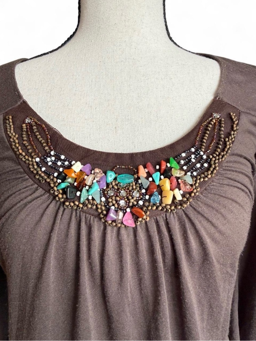 dELiA*s Vintage Y2K Beaded Embellished Scoop Neck Top Size S